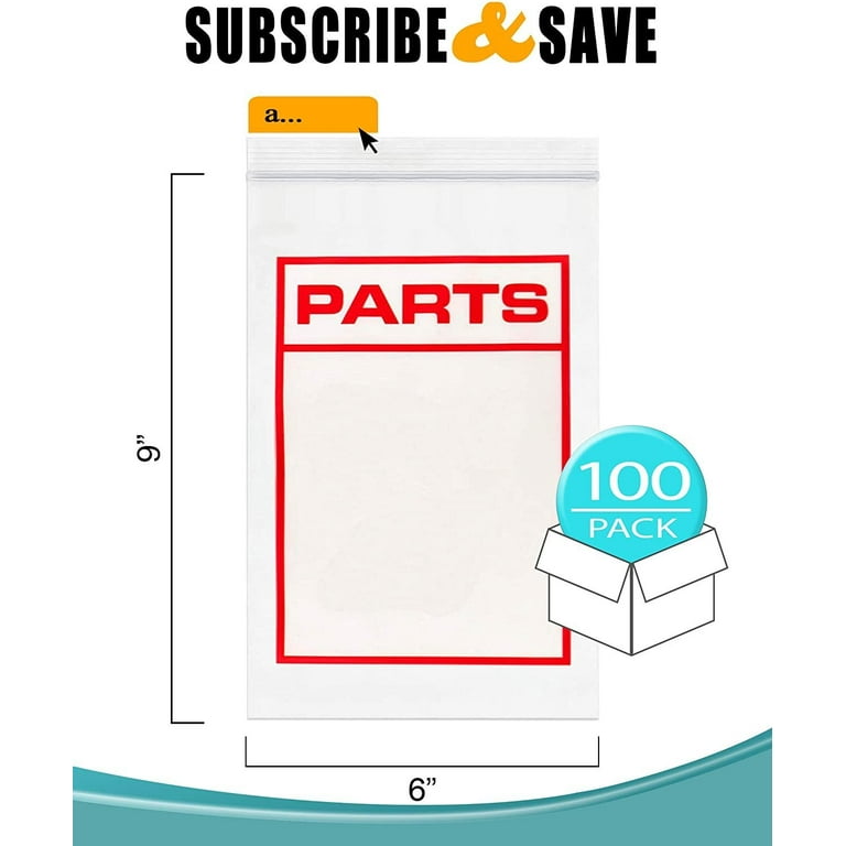 Pack of 100 Zipper Bags x Seal Top White Block Bags 6x9