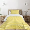 thumbnail image 3 of Ambesonne Checkered Quilted Bedspread Set 2 Pcs, Retro English Yellow, Twin Size, Yellow White, 3 of 6