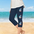 thumbnail image 2 of Juslio Girls Pants Kids Girls Fashion Print Summer Leisure Yoga Leggings Sports Cropped（Navy Capris， 10 Years）, 2 of 8