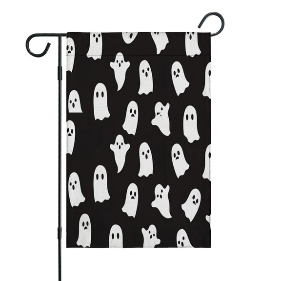 Black Halloween Ghosts Fall Garden Flags 12.5"x18" Double Side,Small Yard Flags for Outside,Outdoor Fall Decor,Autumn Funny Garden Flag Yard Decoration