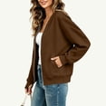 thumbnail image 4 of SBYOJLPB Women Tops Solid Color V-Neck Zipper Pocket Long Sleeves Tops Jacket Coat, 4 of 5