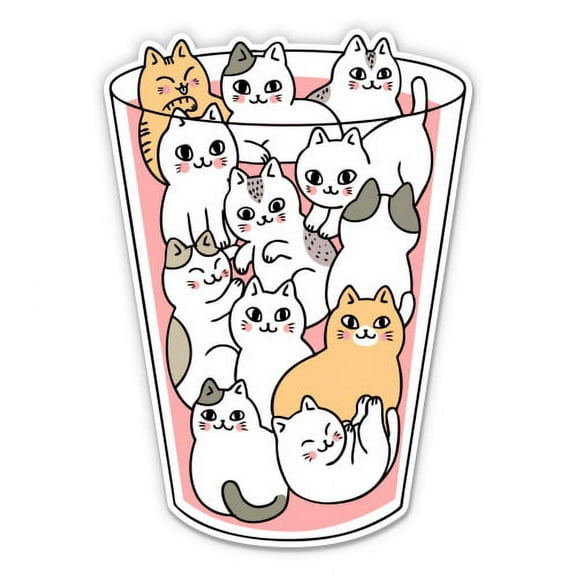 Cats in a Glass - 3" Vinyl Sticker - For Car Laptop I-Pad Phone Helmet Hard Hat - Waterproof Decal