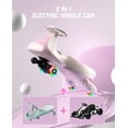 thumbnail image 3 of FanttikRide 12V N7 Pro Electric Wiggle Car with Pedal, 2-in-1 Kids Ride On Toy, Rechargeable Battery, 2-Speed, Anti-Rollover, Flashing Wheels, Bluetooth Music, for Ages 3+, 150 lbs, Pinkish white, 3 of 11