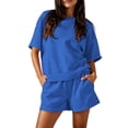 thumbnail image 2 of Sheghy Womens Summer Sets Cotton Women Casual Resort 2 Piece Set Sleeveless Stand Collar Striped Half Button Top & Elastic Waist Shorts, 2 of 9