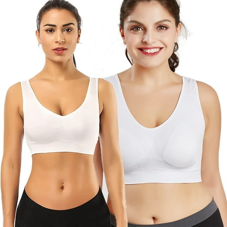 

Elbourn 1Pack S-6XL Sports Bras for Women Plus Size Crop Tops Gym Wirefree Padded Yoga Bra Athletic Fitness Workout Tops