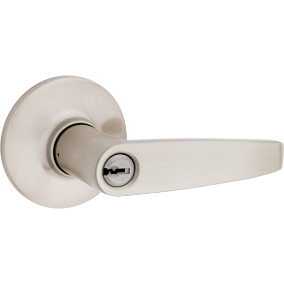 Safe Lock - Winston Lever, Entry Door with Lock and Key, Satin Nickel finish