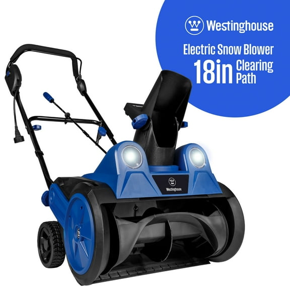Open Box Westinghouse WSnow18 Corded Snow Blower 18 Inch, Dual LED Lights, Electric Snow Blower with 25ft Throwing Distance, Plows 650lbs/min, Adjustable Chute