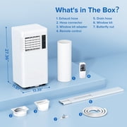 KISSAIR 8000 BTU Ashare Portable Air Conditioner, 4-in-1 AC Unit with Fan, Cool and Dehumidifier, Sleep Mode, Remote Control, for Rooms up to 350 Sq Ft