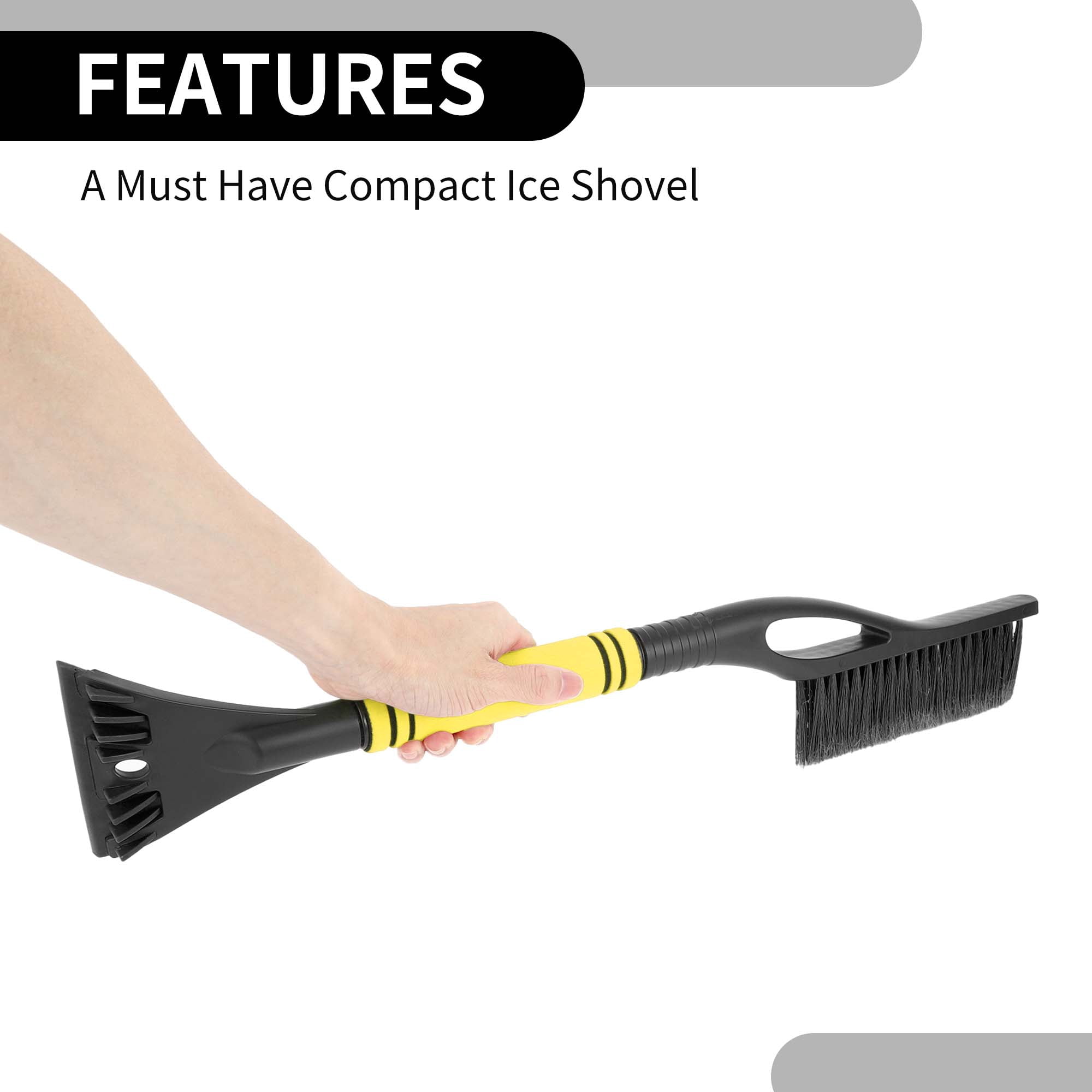 Unique Bargains Car Ice Scraper Brush with Broom - SUV Snow Frost Remover Yellow