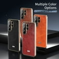 thumbnail image 3 of ELEHOLD For Samsung Galaxy S25 Ultra Leather Case,Luxury Plating Edge Shockproof Slim Premium Leather Phone Cover Built-in Lens Protector,Brown, 3 of 10