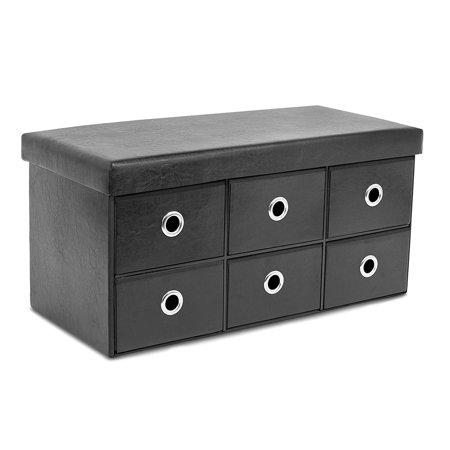 Birdrock Home Storage Bench Ottoman With Drawers Foldable