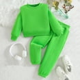 thumbnail image 4 of GPOECD Girls Outfits Cozy Winter Sweatshirt and Sweatpants Soft Lined Long Sleeve Set for Little Girls Girls Athletic Sets,Green,3-4 Years, 4 of 9