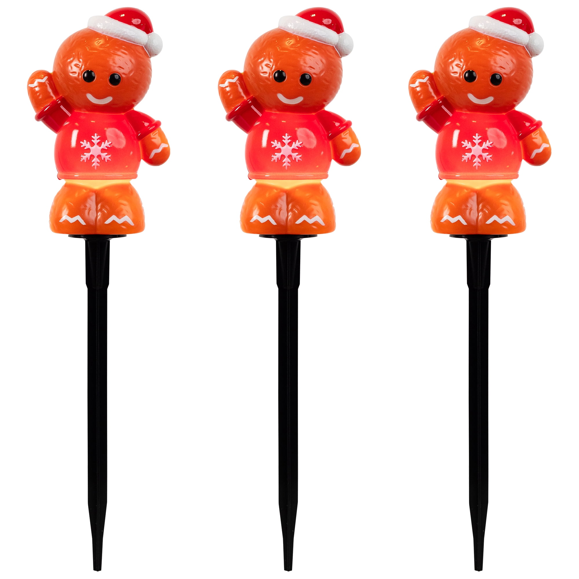 Gingerbread with Santa Hat Outdoor Christmas Pathway Markers - 16.75" - Set of 3