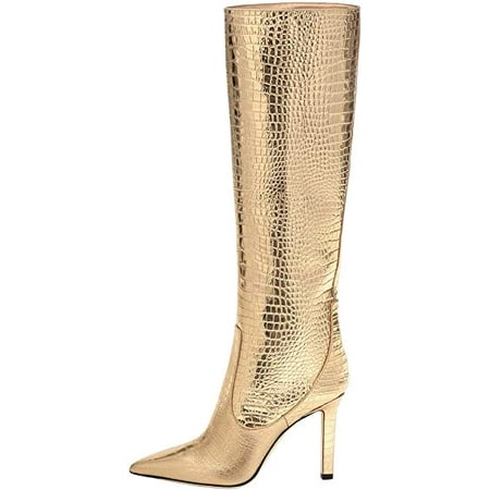 

The shy Women s Knee High Boots Stiletto Heel Pointed Toe Mid-Calf Boot Casual Dress Combat Booties Large Size