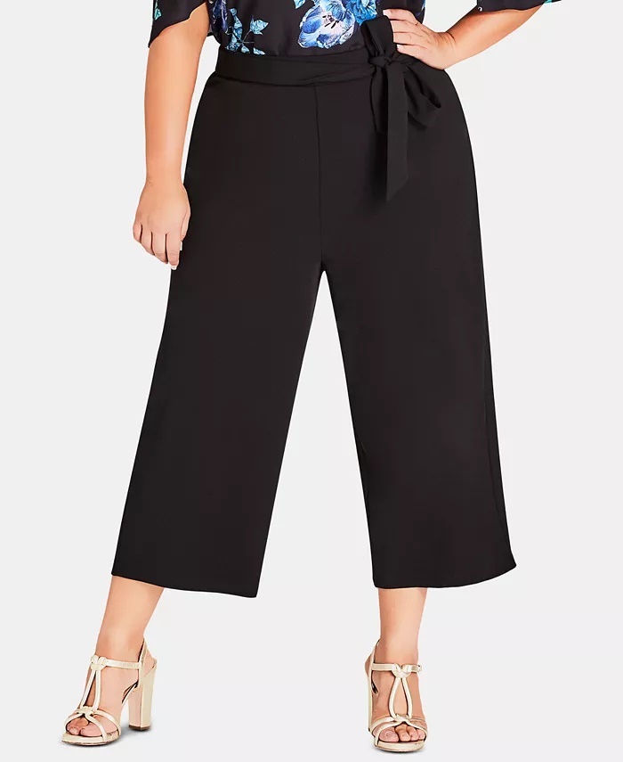 Size Cropped Wide-Leg Pants Black 