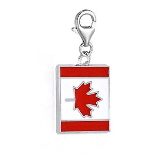 Clip on Canada Flag Charm Dangle Pendant for European Clip on Charm Jewelry with Lobster Clasp