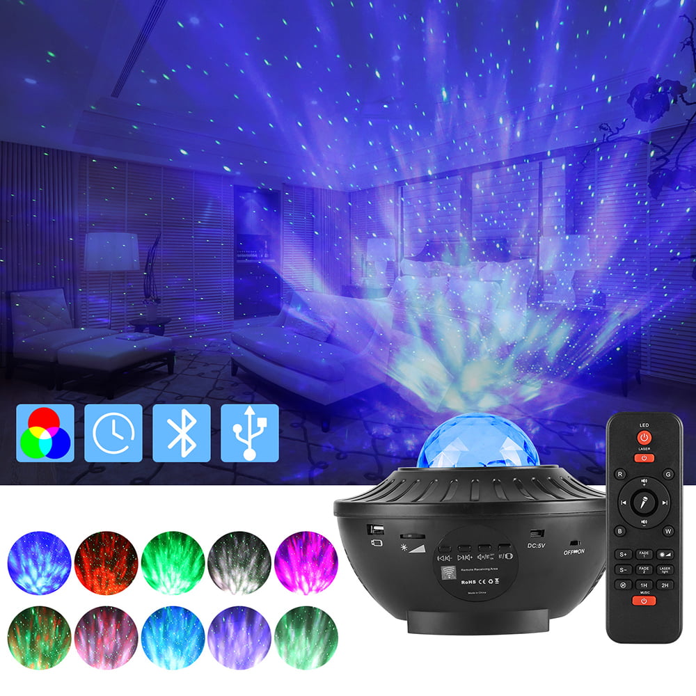MeAddHome LED Star Night Light Music Starry Water Wave Projector with