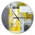 thumbnail image 1 of Designart Abstrait flou gris et jaune horloge murale, 1 of 4