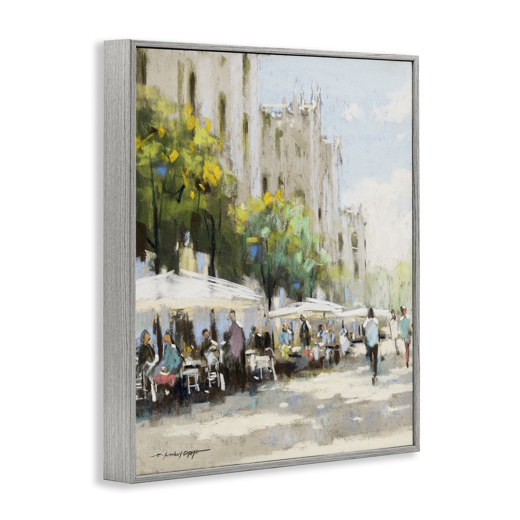 Stupell Industries Street Cafe on Boulevard Gray Framed Giclee Art, design by Anthony Orme