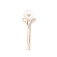 thumbnail image 3 of Angara Freshwater Cultured Pearl Ring with Bypass Shank in 14K Rose Gold for Women | June Birthstone Jewelry for Her, 3 of 8