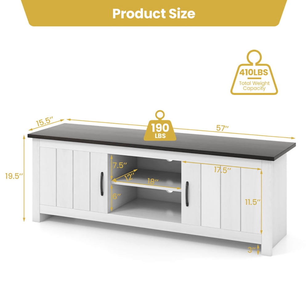 Finihen TV Stand, TV Cabinet, TV Stand with 2 Cabinets and Open Shelves for TVs up to 65 Inch, for Living Room, Bedroom, Black