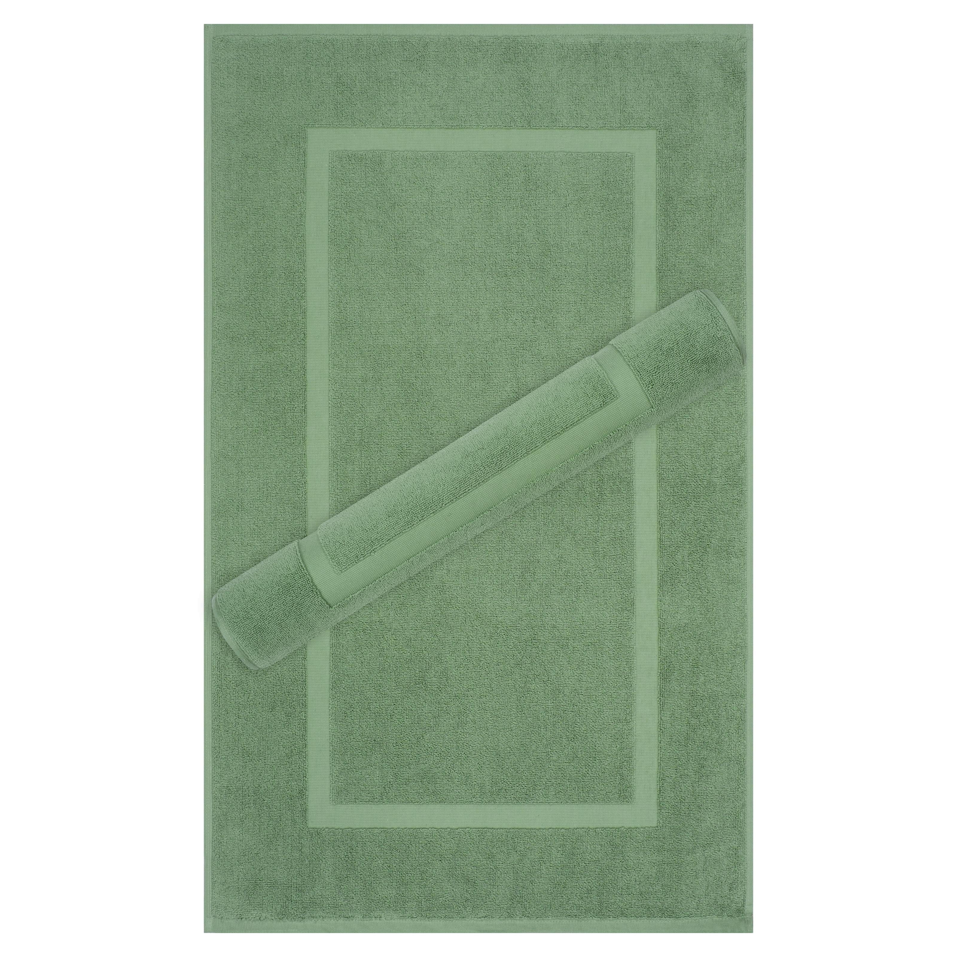 Cotton Paradise 100% Cotton Bath Mats for Bathroom Floor Set of 2 Pack, 20x34 Soft Absorbent Washable Quick Dry Tub Bathmat, Sage Green