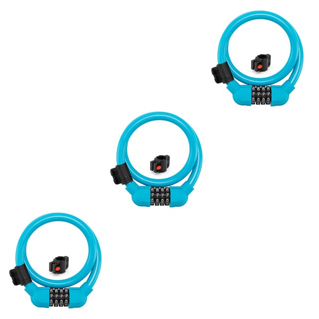 Naiovety Cable de bloqueo de bicicleta 4 dígitos antirrobo bicicleta de montaña ciclismo de carretera motocicleta seguridad al aire libre repuesto azul Azul mit Halterung 3piezas Naiovety CBP254192