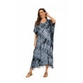 thumbnail image 4 of Beautybatik Grey Women Hippie Tie Dye Caftan Kaftan Loungewear Maxi Plus Size Long Dress 2X, 4 of 6