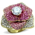 thumbnail image 1 of Bague en Acier Inoxydable IP Or (Placage Ionique) avec Zircone Cubique de Qualité AAA Transparente pour Femmes Couleur de Pierre Transparente Style TK1624 Taille 8, 1 of 4