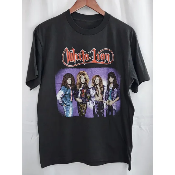 RARE WHITE LION Band Rock & Roll Tour Concert Unisex Cotton T-Shirt