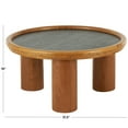 thumbnail image 3 of DecMode 32" x 16" Brown Wood Handmade Round Coffee Table with Black Tabletop, 1-Piece, 3 of 9
