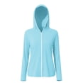 thumbnail image 5 of Women's Loose Fit Long Sleeve Hooded Zipper Solid Color Sun Protection Top Shirt Casual Daily Fashion Shirts | CSEONE,Light Blue M, 5 of 6