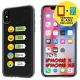 thumbnail image 1 of Clear TPU Phone Case for Apple iPhone XS,X,Power Emoji Transparent,Temper Glass Included,Combo, 1 of 6