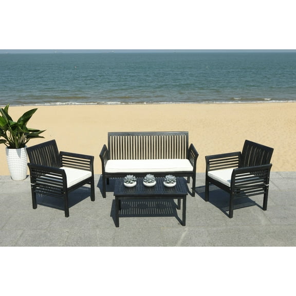 Safavieh Carson Outdoor Contemporary 4 Piece Living Set with Cushion