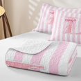 thumbnail image 4 of Manfei Pink Ribbon Bow Tie Quilt King,Alphabet L Pattern King Coverlet Set,3pcs,1 Bedspread and 2 Pillowcases, 4 of 7