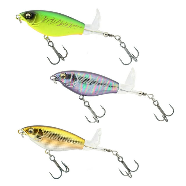 Leurres de Pêche en Surface, Leurres de Pêche Multifonctions pour Achigan, Poisson-Chat, Brochet, Perche, Appât de Surface avec Queue à Hélice, Leurre Flottant en Forme de Crayon