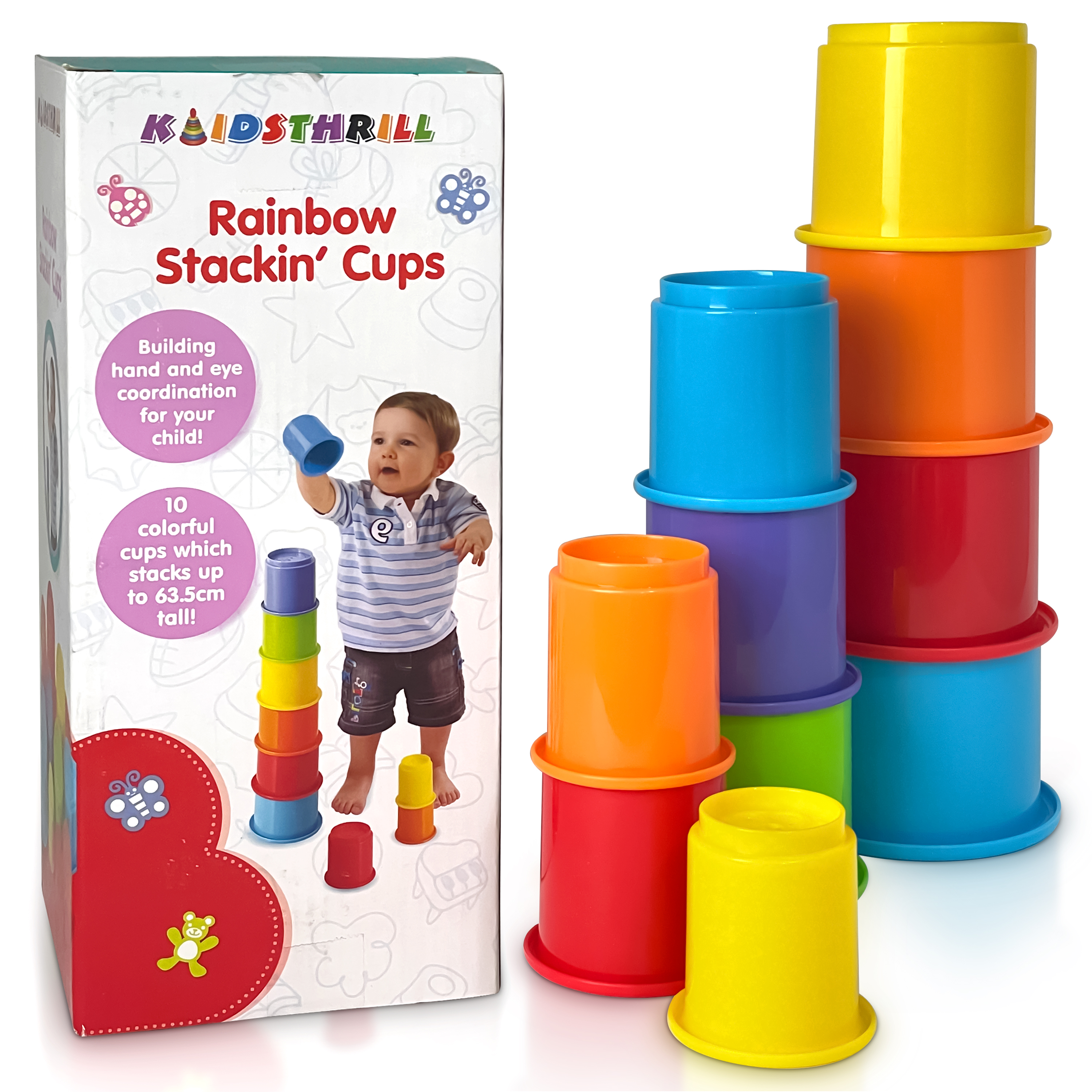 Baby Stacking Cups for Toddlers 13, Rainbow Colors Nesting Cups