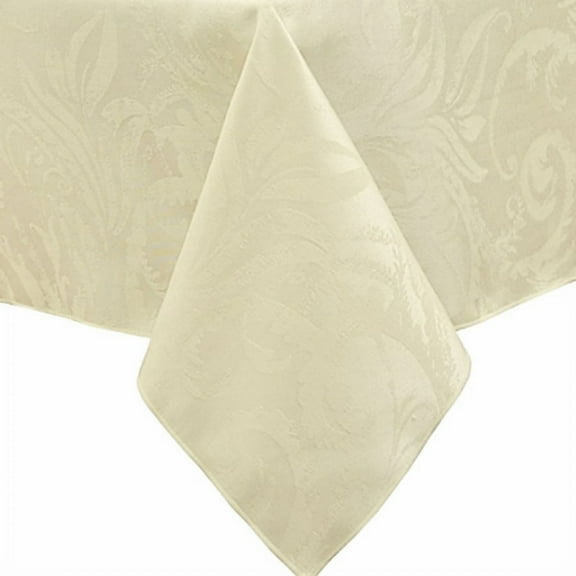 BB&B Autumn Scroll Creamy Ivory Damask Fabric Tablecloth Table Cloth 60x120 Ob