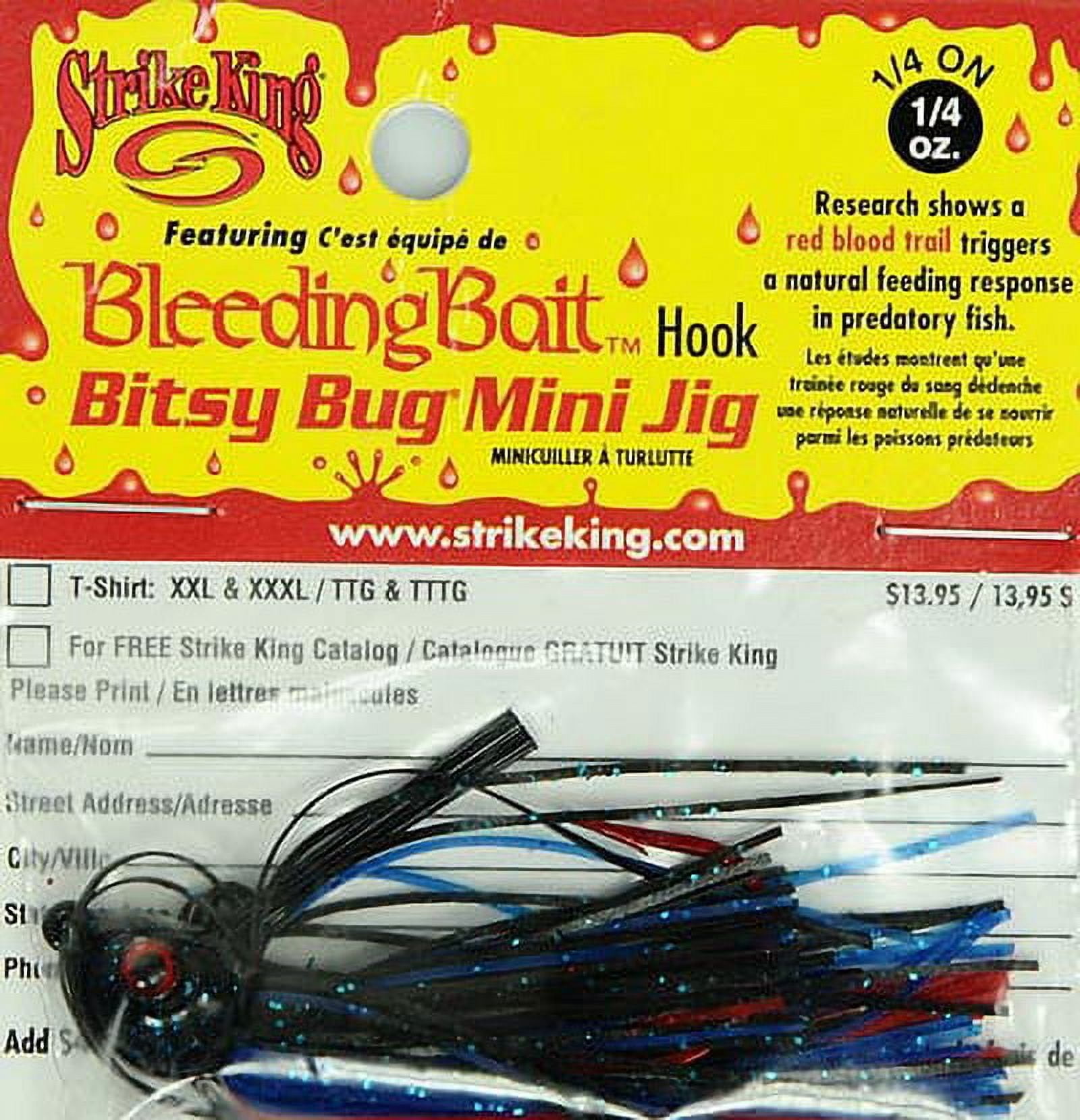 (3 pack) Strike King Bleeding Bitsy Bug Jig 1/4oz Bleeding Black Blue Bass Jig
