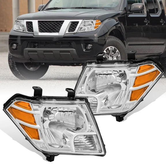 MOSTPLUS Left Right Chrome Headlights Assembly for 2009-2021 Nissan Frontier Front Lamps