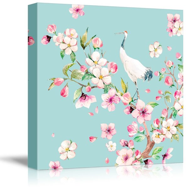 wall26 Square Canvas Wall Art Light Blue Watercolor Style Painting a