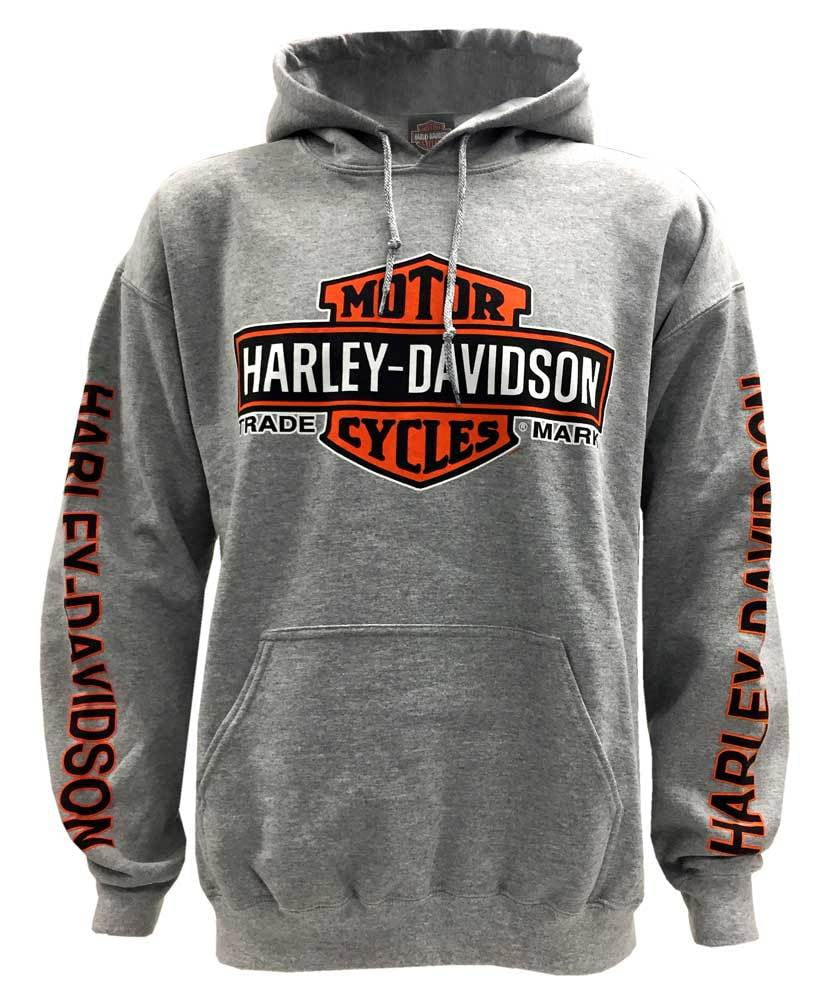 Harley Davidson Men S Bar Shield Logo Pullover Hooded Sweatshirt Gray Small Walmart Com