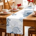 thumbnail image 5 of Coastal Coral Table Runner 70 Inches, Ocean Starfish Beach Conch Haze Blue Marine Life Bed Runner Dresser Scarves Tabletop for Indoor Outdoor Parties/Ceremony/Banquet, 13" x 70", 5 of 9