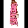 thumbnail image 2 of Vestido de Verano para Mujer, Estampado Floral, Hombros Descubiertos, Sin Mangas, Rosa S, 2 of 10