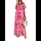 thumbnail image 2 of Vestido de Verano para Mujer, Estampado Floral, Hombros Descubiertos, Sin Mangas, Rosa XXL, 2 of 10