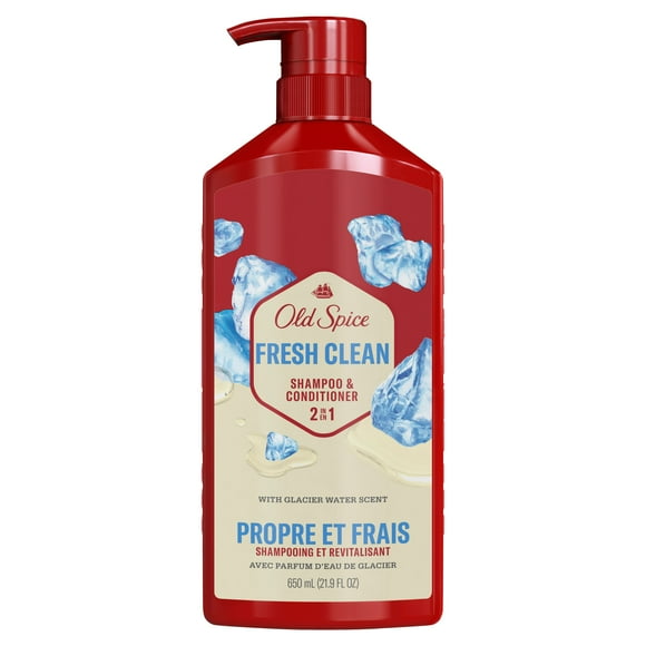 Old Spice Fresh Clean Shampoo and Conditioner 2in1 for Men with Glacier Water Scent, for Thick and Healthy Hair for Men