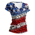 thumbnail image 5 of CONZONE 250Th Anniversary Womens Summer Tops Short Sleeve Star Graphic Sequins Independence Day T-Shirts For Women V Neck Fashion 4Th Of July Womens T Shirts, 5 of 5