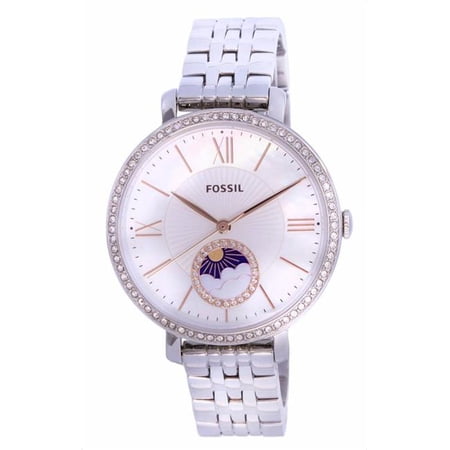Fossil Jacqueline Sun Moon Multifunction White Mother-Of-Pearl Dial Gold-Tone Stainless Steel Watch