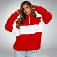 thumbnail image 5 of Women Quarter Zip Sweatshirt Stand Collar Long Sleeve Pullover Tops Loose Casual Striped Sweatshirts for Fall Daily Everyday Wear Red XXL, 5 of 8