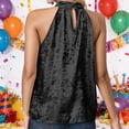 thumbnail image 4 of DHFJKG Womens Summer Sleeveless Tank Top Metallic Halter High Neck Loose Fit Blouse Daily Wear Solid Color Soft Versatile Tops, 4 of 5